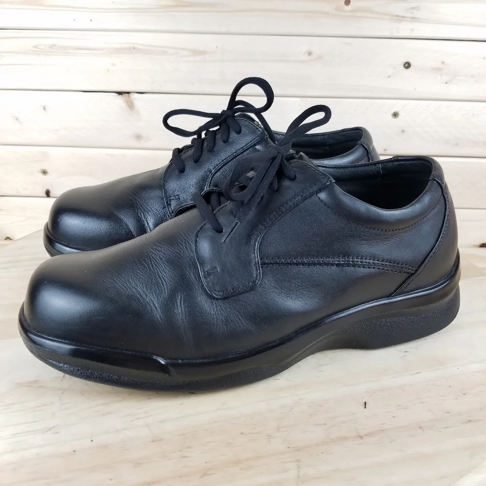 Apex B2000M Black Leather Comfort Shoes Men's Size 9.5 X-Wide Lace-up Oxfords